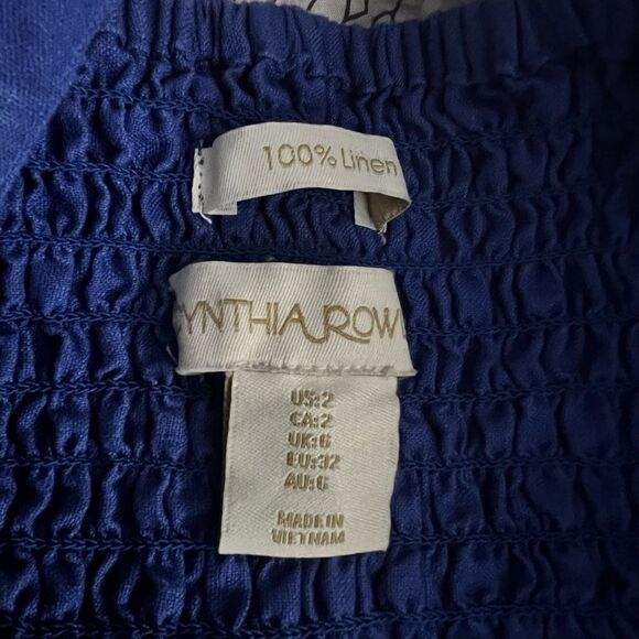 Cynthia Rowley blue 100% linen size 2 small with pockets - Picture 6 of 7